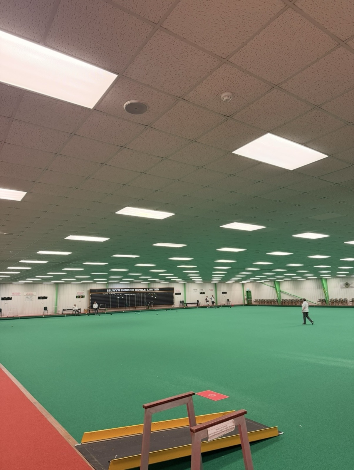 Islwyn Indoor Bowls Club green - lit by the new LED upgrade
